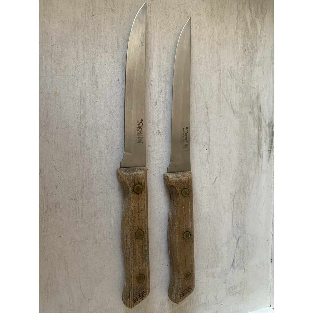 Vintage Carvel Hall Steak Knives Set of 2 Hi-Stainless Steel‎ Japan Wood Handle